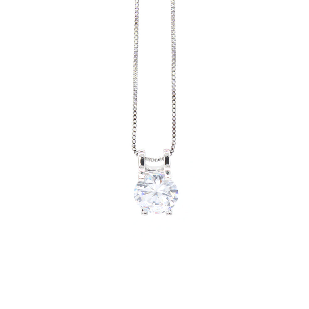 3.87 CTTW Solitaire  Crystal Pendant Necklace