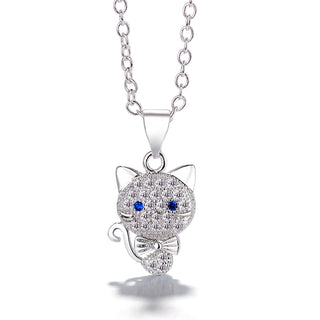 Sterling Silver Sapphire Cat Pendant Necklace