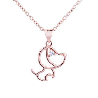 18K Rose-Gold Plated Dog Pendant Necklace