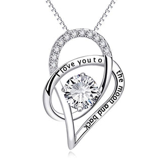 Love You To the Moon and Back Pendant Necklace in 14K White Gold