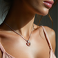 18K White and Rose Gold Two-Tone Crystal Heart Necklace Inscribed "Love You"