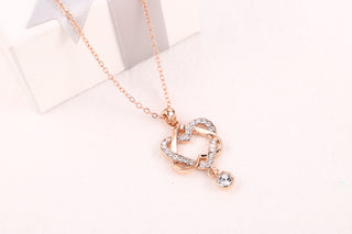 Amy and Annette 18K Gold Heart Pendant Necklace with crystals