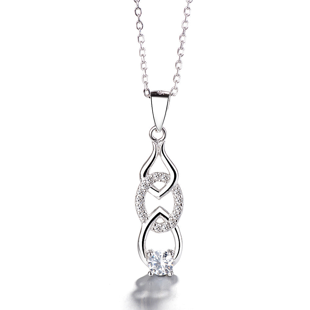 Sterling Silver And 18K Rose Gold with Crystal Pendant Necklace