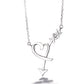 18K Rose Gold and Sterling Silver High-Polish Arrow through Heart Necklace