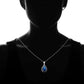 Sterling Silver Tear Drop Sapphire Pendant Necklace