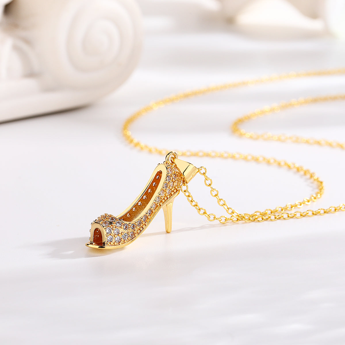 18K Gold and Sterling Silver Stiletto Crystal Pendant Necklace