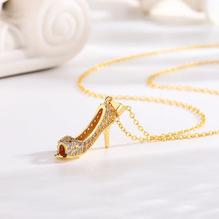 18K Gold and Sterling Silver Stiletto Crystal Pendant Necklace