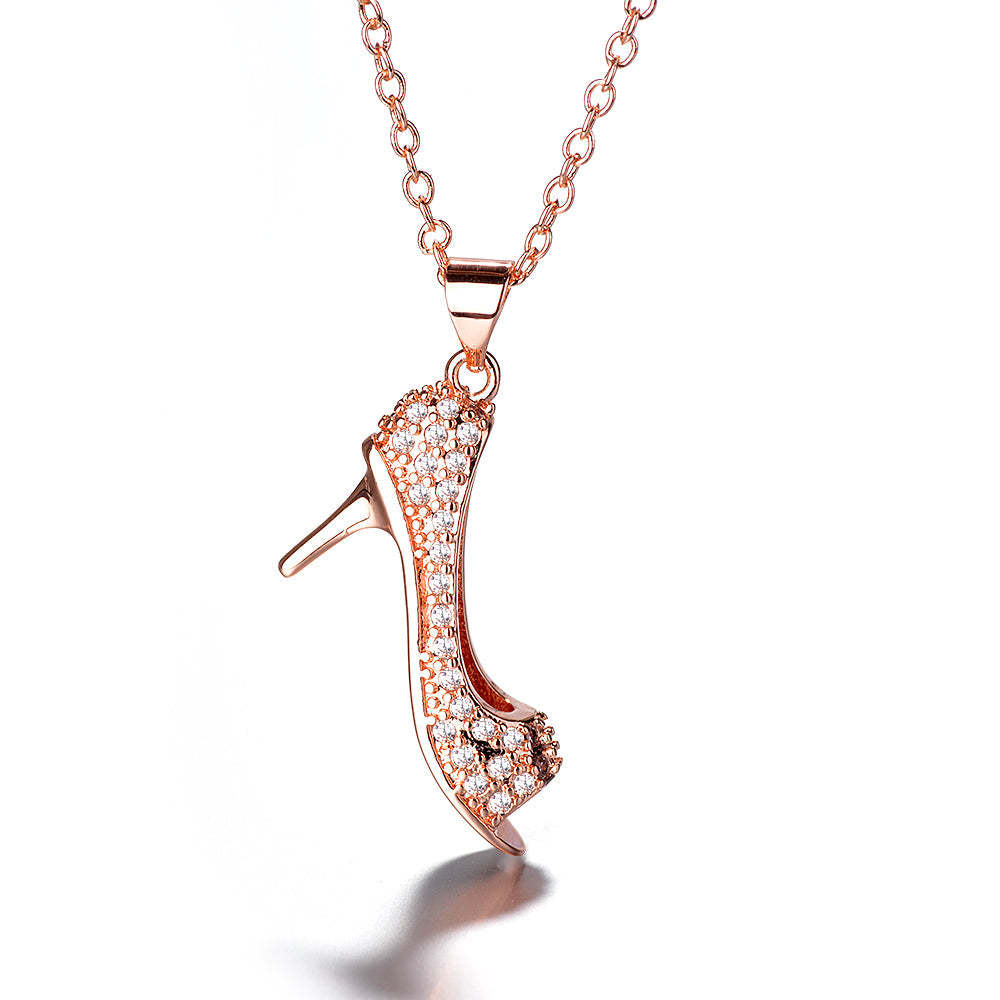 18K Gold and Sterling Silver Stiletto Crystal Pendant Necklace