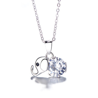 Sterling Silver Citrine and White topaz Elephant Pendant Necklace