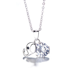 Sterling Silver Citrine and White topaz Elephant Pendant Necklace