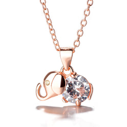 Sterling Silver Citrine and White topaz Elephant Pendant Necklace