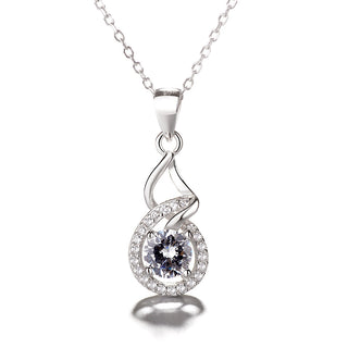 Sterling Silver Halo Pendant Necklace With Swarovski Crystals