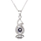 Sterling Silver Halo Pendant Necklace with Crystals