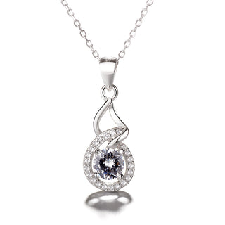 Sterling Silver Halo Pendant Necklace with Crystals