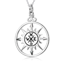 Sterling Silver Compass Pendant Necklace