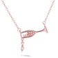 Sterling Silver Champagne Glass Cubic Zirconia Pendant Necklace