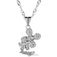 Sterling Silver and Genuine Crystal Butterfly on Flower Pendant Necklace