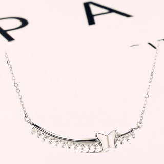 Sterling Silver Butterfly perched on Branch Necklace