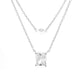 14K Gold Layered Pendant Necklace with Simulated Diamonds