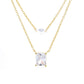 14K Gold Layered Pendant Necklace with Simulated Diamonds
