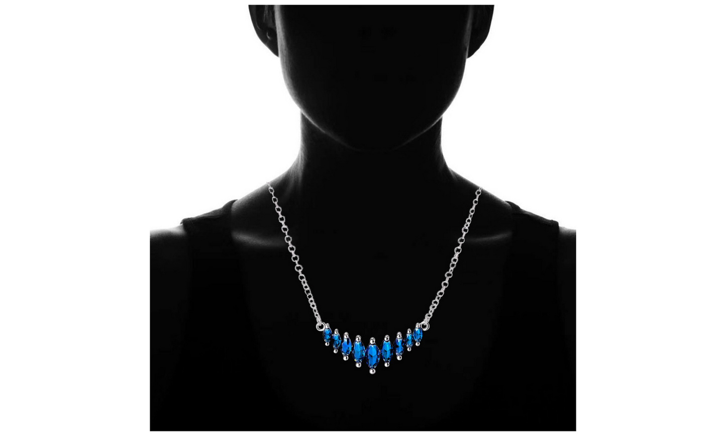 Sterling Silver Graduated Sapphire Necklace