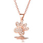 18k Rose Gold And Sterling Silver Genuine Crystal Paw Pendant Necklace