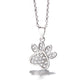 18k Rose Gold And Sterling Silver Genuine Crystal Paw Pendant Necklace