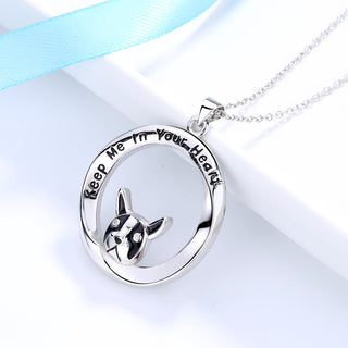 Sterling Silver "Keep Me in Your Heart" Dog Pendant Necklace