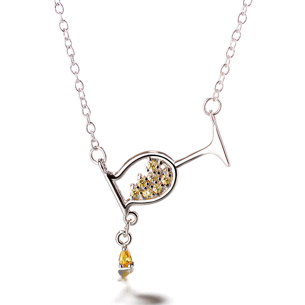18K White Gold Spilled Wine Necklace Made with crystals from Swarovski