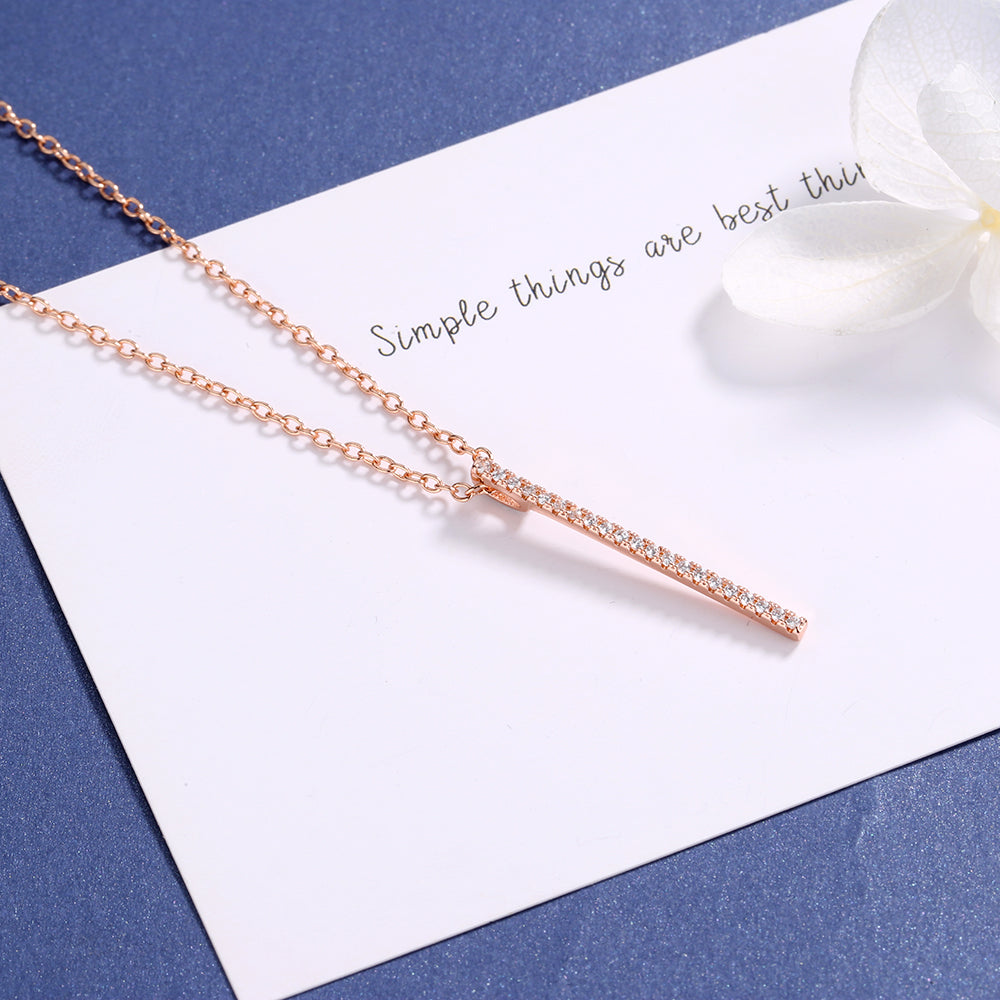 Sterling Silver Bar Necklaces with Crystals