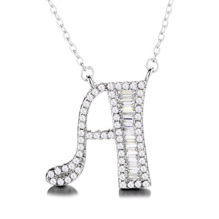 Sterling Silver Initial Pendant Necklace with Swarovski Crystal