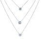 Sterling Silver and Tri-Tone Three Layer Necklace with Crystals