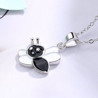 Sterling Silver Bee Necklace with Crystal