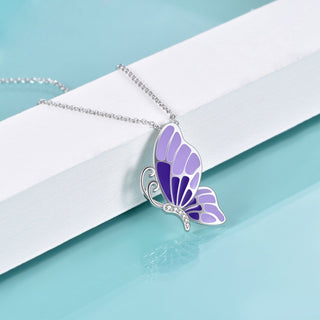 Sterling Silver Violet Butterfly Earring Studs or Necklace