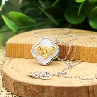 Sterling Silver and Mother of Pearl Bee Necklace