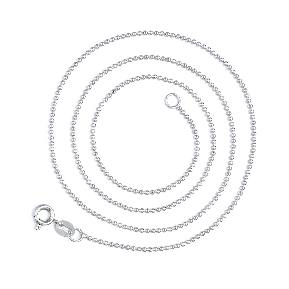 14K White Gold ball bead chain Necklace
