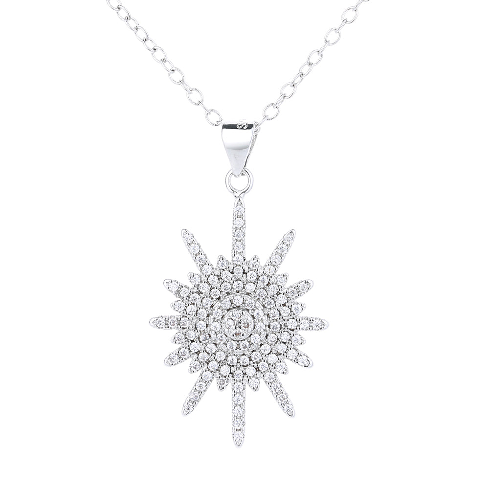 Sterling Silver Starburst Pendant Necklace