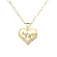 14K Gold or Sterling Silver MOM Heart Pendant Necklace with crystals from Swarovski