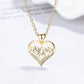 14K Gold or Sterling Silver MOM Heart Pendant Necklace with crystals from Swarovski