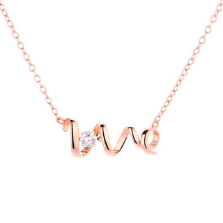 Sterling Silver and 14K Rose Gold Love Pendant Necklace