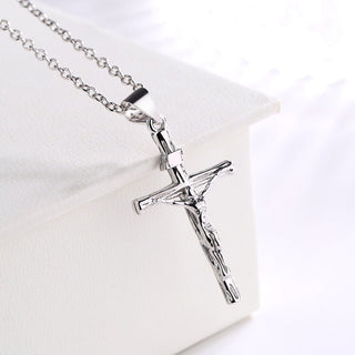 14K Gold or Sterling Silver Crucifix Cross Pendant Necklace