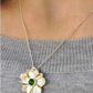 14K Gold and Sterling Silver Jade Peony Flower Pendant Necklace