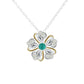 14K Gold and Sterling Silver Jade Peony Flower Pendant Necklace