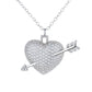 18K White Gold Plated Shot through the Heart with Crystals
