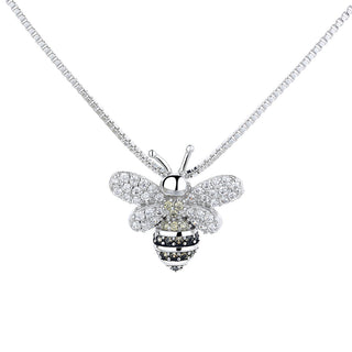 Sterling Silver Bee Pendant Necklace With Crystals From Swarovski