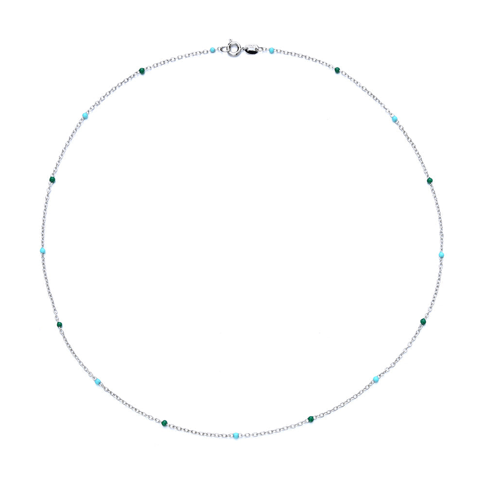 Sterling Silver 7 Genuine Chakra Stationary Necklace