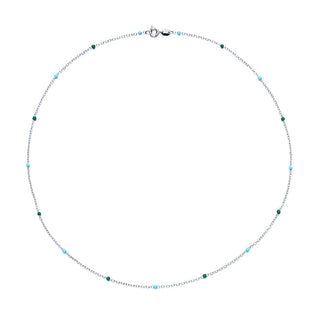 Sterling Silver 7 Genuine Chakra Stationary Necklace