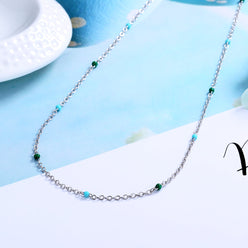 Sterling Silver 7 Genuine Chakra Stationary Necklace