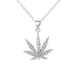 18K White Gold Leaf Hemp Necklace with crystals