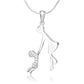 14K White Gold Plated Mother Child Pendant Necklace